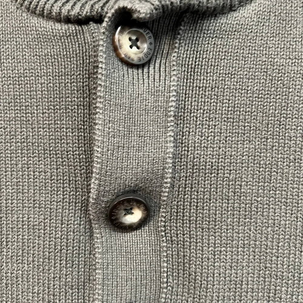 Eddie Bauer Sweater Mens XLT Green Long Sleeve Henley Collar Buttons Knit Cotton